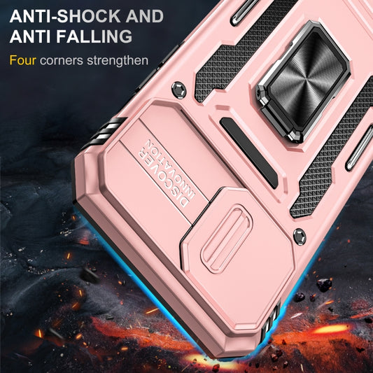 For iPhone 15 Pro Armor PC + TPU Camera Shield Phone Case(Rose Gold) by buy2fix
