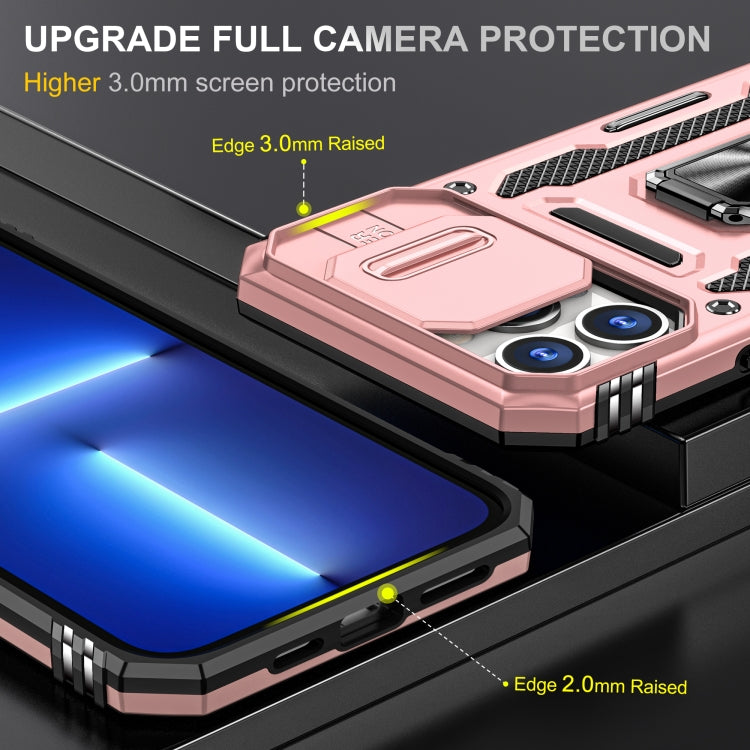 For iPhone 15 Pro Armor PC + TPU Camera Shield Phone Case(Rose Gold) - iPhone 15 Pro Cases by buy2fix | Online Shopping UK | buy2fix