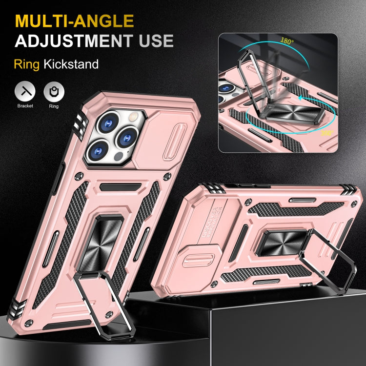For iPhone 15 Pro Armor PC + TPU Camera Shield Phone Case(Rose Gold) - iPhone 15 Pro Cases by buy2fix | Online Shopping UK | buy2fix