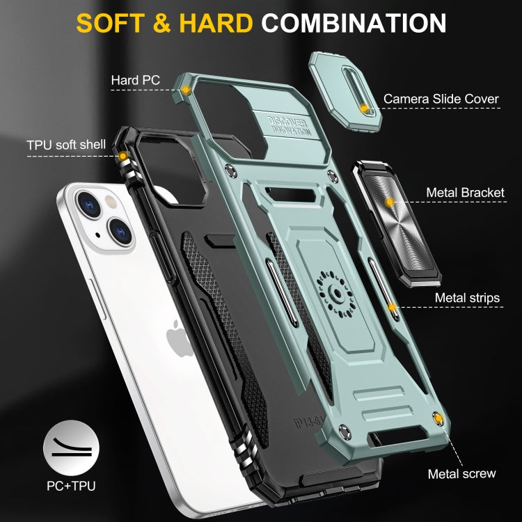 For iPhone 15 Plus Armor PC + TPU Camera Shield Phone Case(Alpine Green) - iPhone 15 Plus Cases by buy2fix | Online Shopping UK | buy2fix