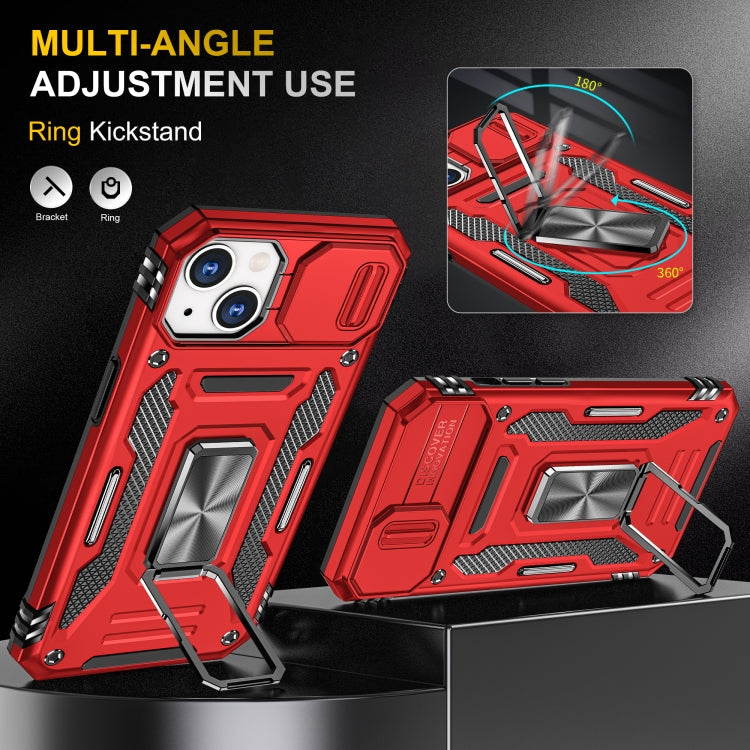 For iPhone 15 Armor PC + TPU Camera Shield Phone Case(Red) - iPhone 15 Cases by buy2fix | Online Shopping UK | buy2fix