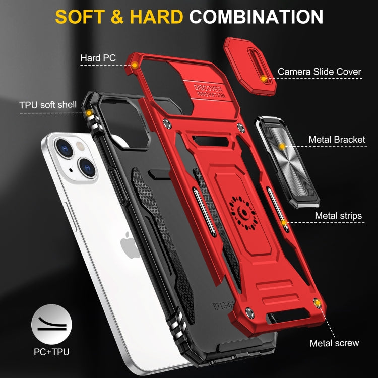 For iPhone 15 Armor PC + TPU Camera Shield Phone Case(Red) - iPhone 15 Cases by buy2fix | Online Shopping UK | buy2fix