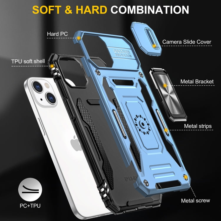 For iPhone 15 Armor PC + TPU Camera Shield Phone Case(Light Blue) - iPhone 15 Cases by buy2fix | Online Shopping UK | buy2fix