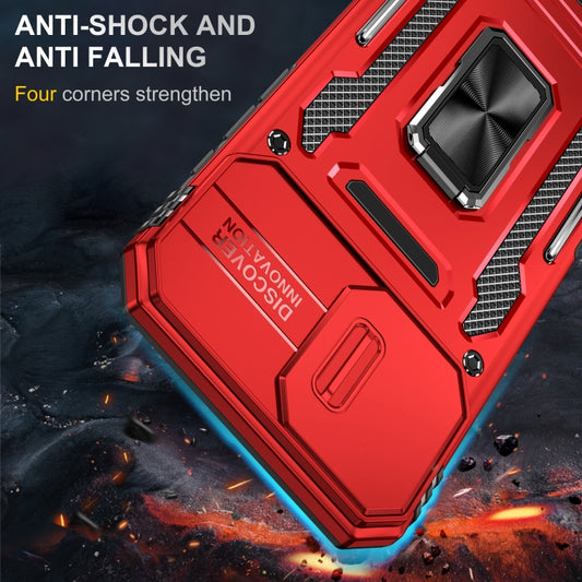 For iPhone 16 Plus Armor PC + TPU Camera Shield Phone Case(Red) by buy2fix