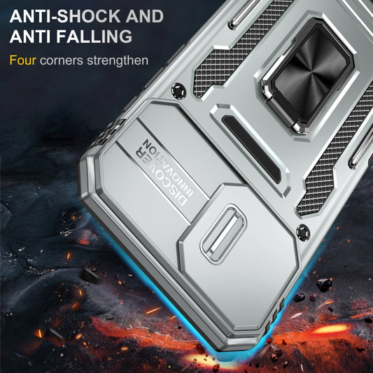 For iPhone 16 Plus Armor PC + TPU Camera Shield Phone Case(Grey) by buy2fix