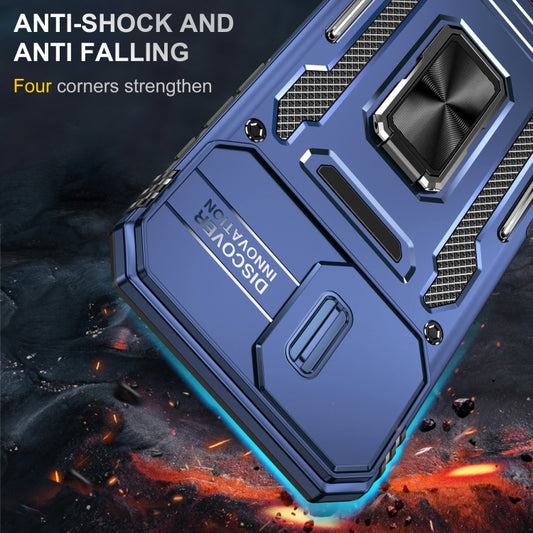 For iPhone 16 Armor PC + TPU Camera Shield Phone Case(Navy Blue) by buy2fix