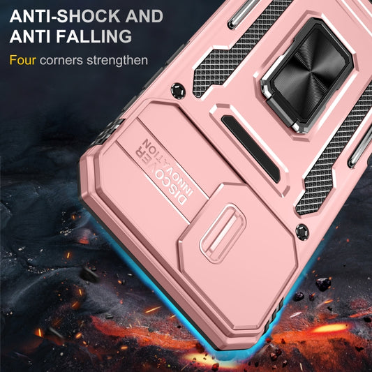 For iPhone 16 Armor PC + TPU Camera Shield Phone Case(Rose Gold) by buy2fix