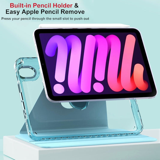 For iPad mini 6 / mini 2024 Clear 360 Rotation Stand Smart Leather Tablet Case(Purple) - iPad mini 6 Cases by buy2fix | Online Shopping UK | buy2fix