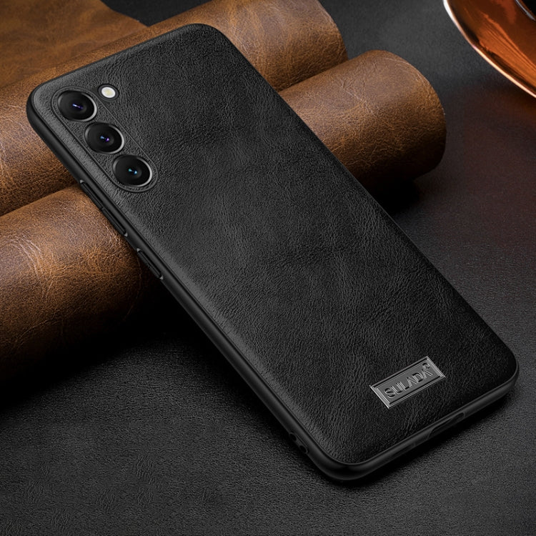 For Samsung Galaxy S25+ 5G SULADA Shockproof TPU Hybrid Handmade Leather Phone Case(Black) - Galaxy S25+ 5G Cases by SULADA | Online Shopping UK | buy2fix