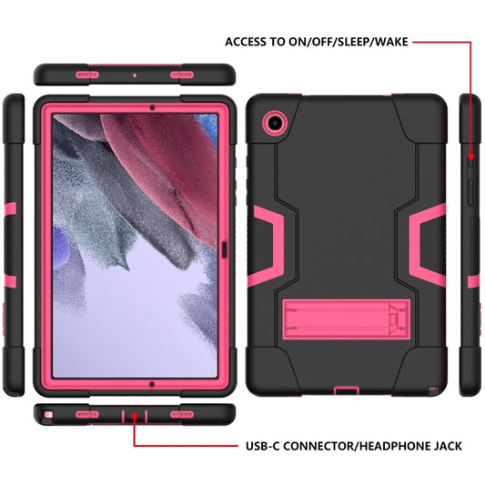 For Samsung Galaxy Tab A8 Contrast Color Robot Silicone Hybrid PC Tablet Case with Holder(Black Rose Red) - Other Galaxy Tab PC by buy2fix | Online Shopping UK | buy2fix