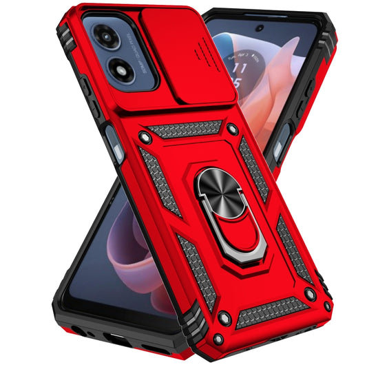 For Motorola Moto G Play 5G 2024 Sliding Camshield Holder Phone Case(Red) by buy2fix