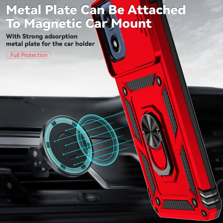 For Motorola Moto G Play 5G 2024 Sliding Camshield Holder Phone Case(Red) by buy2fix