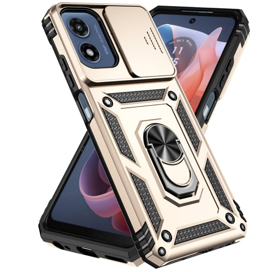 For Motorola Moto G Play 5G 2024 Sliding Camshield Holder Phone Case(Gold) by buy2fix