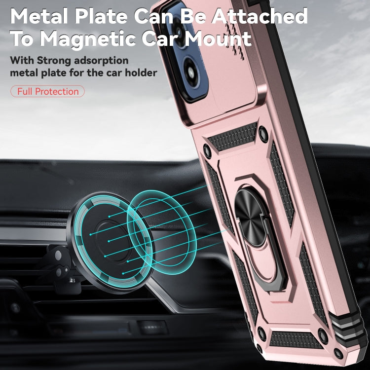 For Motorola Moto G Play 5G 2024 Sliding Camshield Holder Phone Case(Rose Gold) by buy2fix