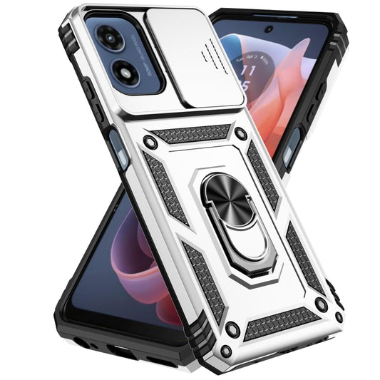 For Motorola Moto G Play 5G 2024 Sliding Camshield Holder Phone Case(Silver) by buy2fix