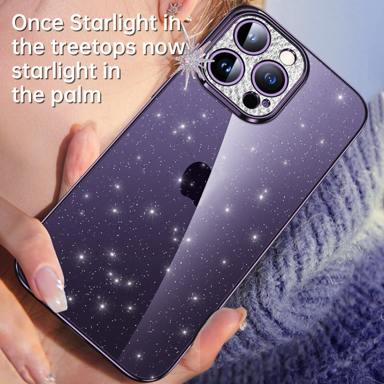For iPhone 14 SULADA Electroplated Transparent Glittery TPU Phone Case(Silver) - iPhone 14 Cases by SULADA | Online Shopping UK | buy2fix