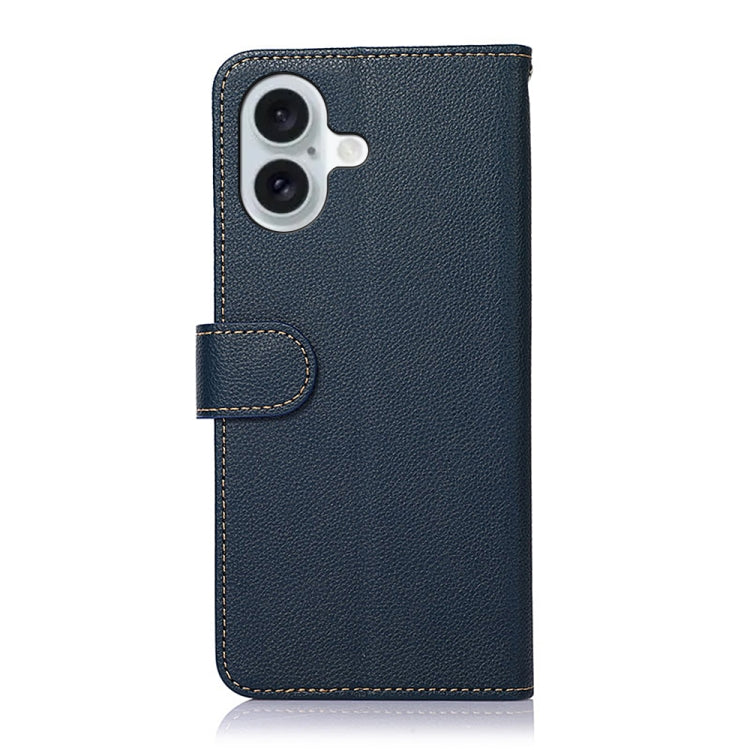 For iPhone 16 KHAZNEH Litchi Texture Leather RFID Phone Case(Blue) - iPhone 16 Cases by buy2fix | Online Shopping UK | buy2fix