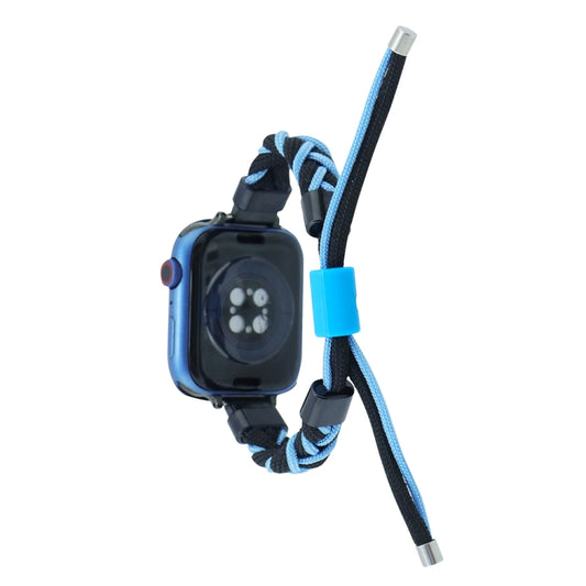 Silicone Bean Braided Cord Nylon Watch Band For Apple Watch Ultra 49mm(Black Blue) by buy2fix