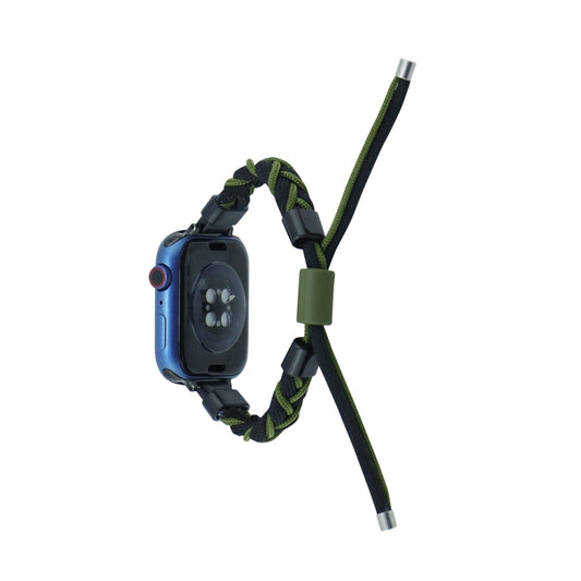 Silicone Bean Braided Cord Nylon Watch Band For Apple Watch Ultra 2 49mm(Black Green) by buy2fix