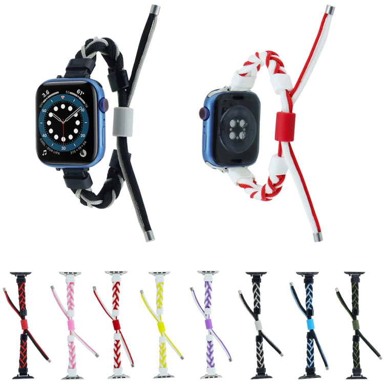 Silicone Bean Braided Cord Nylon Watch Band For Apple Watch Ultra 49mm(Black Grey) by buy2fix