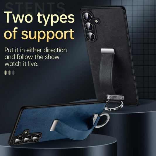 For Samsung Galaxy S24 5G SULADA PC Hybrid Leather Texture Skin Feel Shockproof Phone Case(Black) - Galaxy S24 5G Cases by SULADA | Online Shopping UK | buy2fix