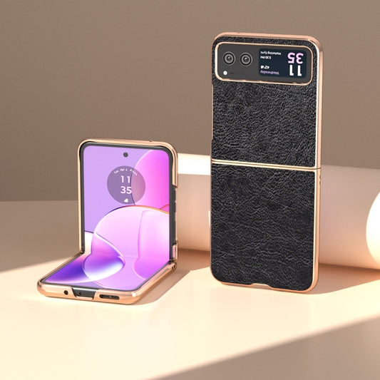 For Motorola Razr 40 Nano Plating Retro Litchi Texture PU Phone Case(Black) by buy2fix