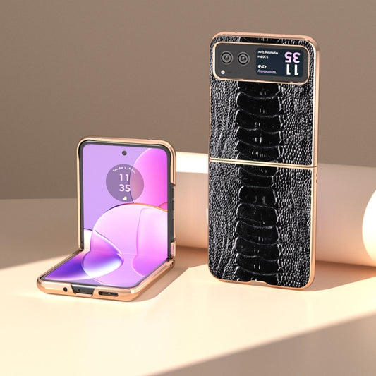 For Motorola Razr 40 Nano Plating Genuine Leather Weilai Series Phone Case(Black) by buy2fix