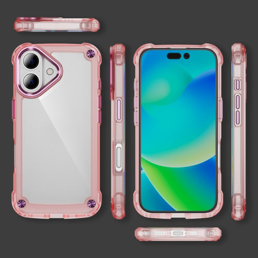 For iPhone 16 Plus Skin Feel TPU + PC Phone Case(Transparent Pink) by buy2fix