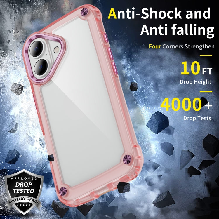 For iPhone 16 Plus Skin Feel TPU + PC Phone Case(Transparent Pink) by buy2fix