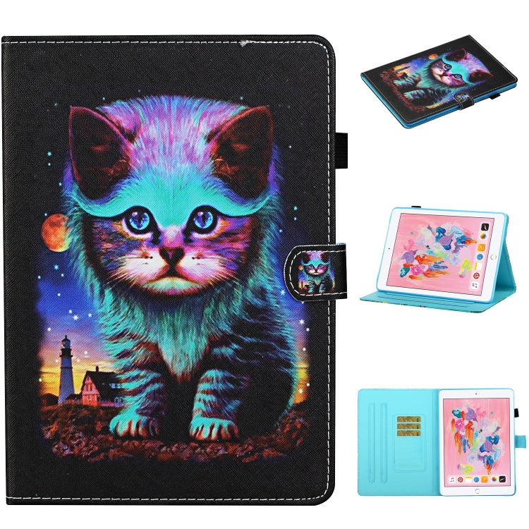 For iPad 10.2 / Air 2019 / Pro 10.5 Colored Drawing Stitching Horizontal Flip Leather Case, with Holder & Card Slots & Sleep / Wake-up Function(Night Cat) - iPad 10.2 Cases by buy2fix | Online Shopping UK | buy2fix
