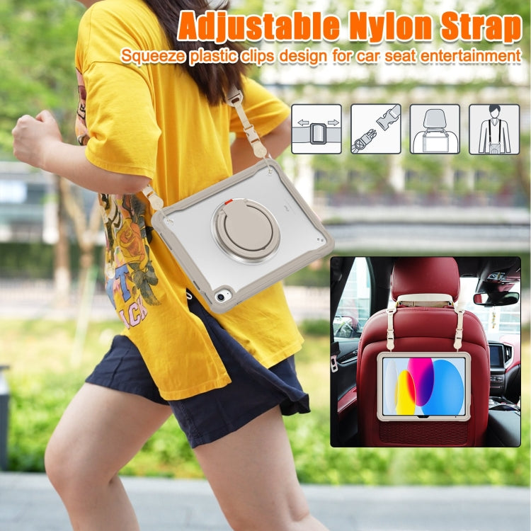 For iPad 2025 / 2022 Heavy Duty Hybrid Tablet Case with Handle & Strap(Khaki) - iPad 2025 / 2022 Cases by buy2fix | Online Shopping UK | buy2fix