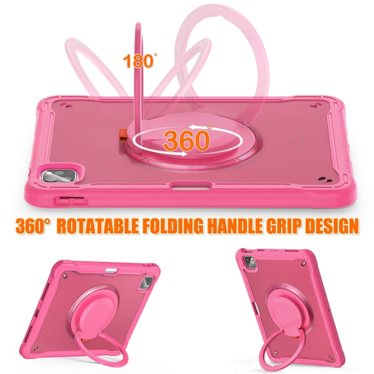 For iPad Air 2022 10.9 / Pro 11 2022 Heavy Duty Hybrid Tablet Case with Handle & Strap(Rose Red) - iPad 2025 / 2022 Cases by buy2fix | Online Shopping UK | buy2fix