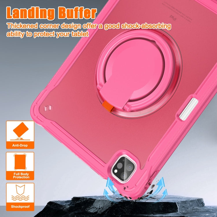 For iPad Air 2022 10.9 / Pro 11 2022 Heavy Duty Hybrid Tablet Case with Handle & Strap(Rose Red) - iPad 2025 / 2022 Cases by buy2fix | Online Shopping UK | buy2fix