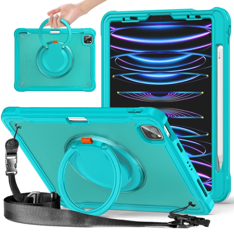 For iPad Air 2022 10.9 / Pro 11 2022 Heavy Duty Hybrid Tablet Case with Handle & Strap(Light Blue) - iPad 2025 / 2022 Cases by buy2fix | Online Shopping UK | buy2fix
