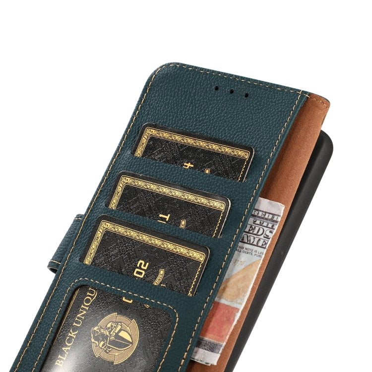 For Samsung Galaxy A05 KHAZNEH Custer Genuine Leather RFID Phone Case(Green) - Galaxy Phone Cases by buy2fix | Online Shopping UK | buy2fix
