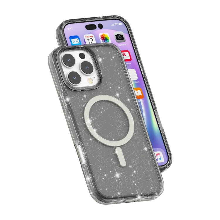 For iPhone 16 Pro Max Terminator Style Glitter Powder MagSafe Magnetic Phone Case(Black) by buy2fix