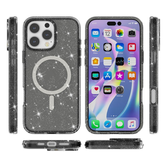 For iPhone 16 Pro Terminator Style Glitter Powder MagSafe Magnetic Phone Case(Black) by buy2fix