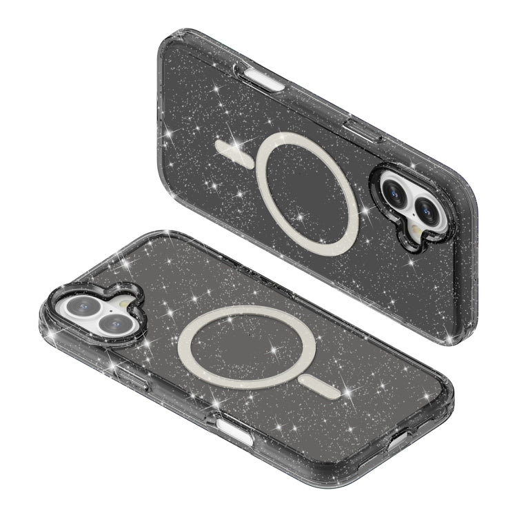 For iPhone 16 Plus Terminator Style Glitter Powder MagSafe Magnetic Phone Case(Black) by buy2fix
