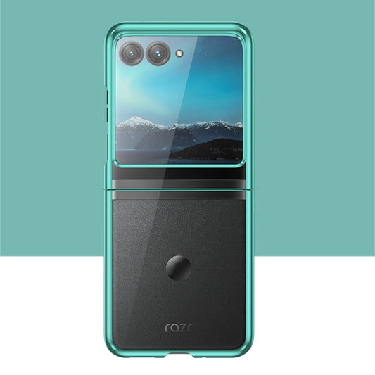 For Motorola Razr 50 Full Coverage Electroplate PC Transparent Phone Case(Green) by buy2fix