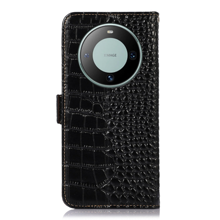 For Huawei Mate 60 Crocodile Top Layer Cowhide Leather Phone Case(Black) - Huawei Cases by buy2fix | Online Shopping UK | buy2fix