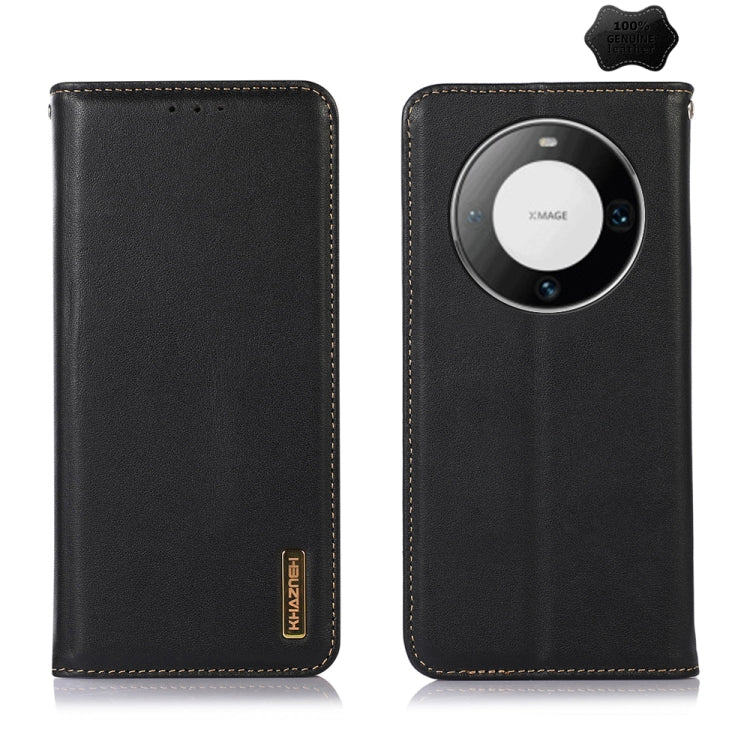 For Huawei Mate 60 Pro KHAZNEH Nappa Top Layer Cowhide Leather Phone Case(Black) - Huawei Cases by buy2fix | Online Shopping UK | buy2fix
