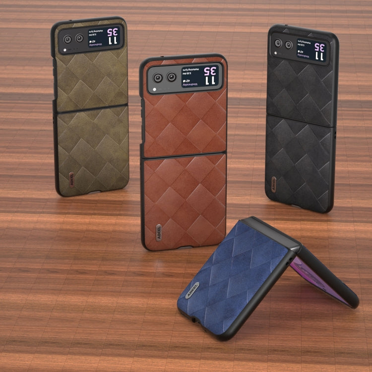For Motorola Razr 40 ABEEL Weave Plaid PU Phone Case(Black) by buy2fix