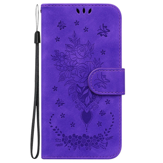 For Motorola Edge 2024 Butterfly Rose Embossed Leather Phone Case(Purple) by buy2fix
