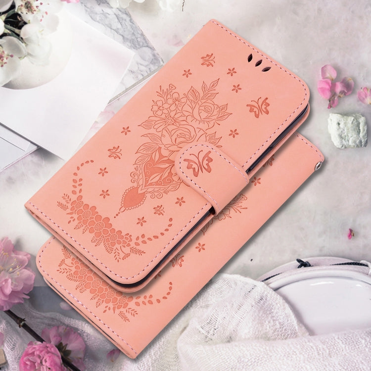 For OPPO Reno11 F Global Butterfly Rose Embossed Leather Phone Case(Pink) - OPPO Cases by buy2fix | Online Shopping UK | buy2fix