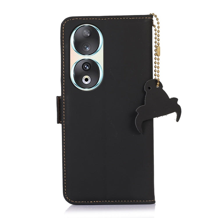 For Honor 90 5G Genuine Leather Magnetic RFID Leather Phone Case(Black) - Honor Cases by buy2fix | Online Shopping UK | buy2fix