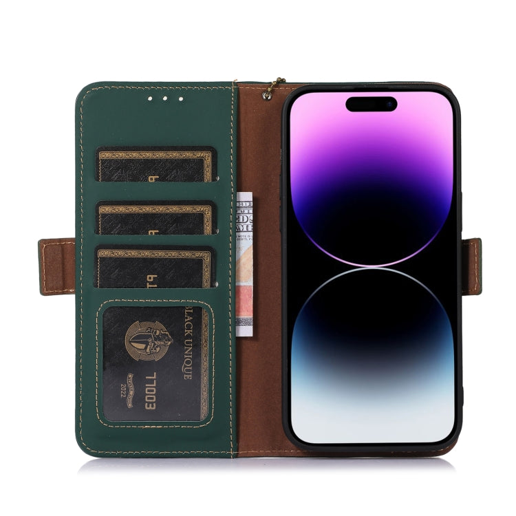 For Honor 90 5G Genuine Leather Magnetic RFID Leather Phone Case(Green) - Honor Cases by buy2fix | Online Shopping UK | buy2fix