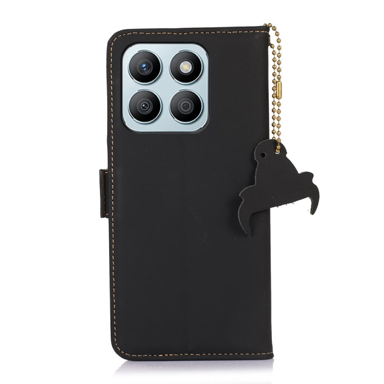 For Honor X8b Genuine Leather Magnetic RFID Leather Phone Case(Black) - Honor Cases by buy2fix | Online Shopping UK | buy2fix