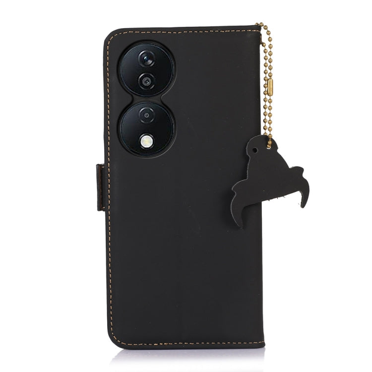 For Honor X7b Genuine Leather Magnetic RFID Leather Phone Case(Black) - Honor Cases by buy2fix | Online Shopping UK | buy2fix