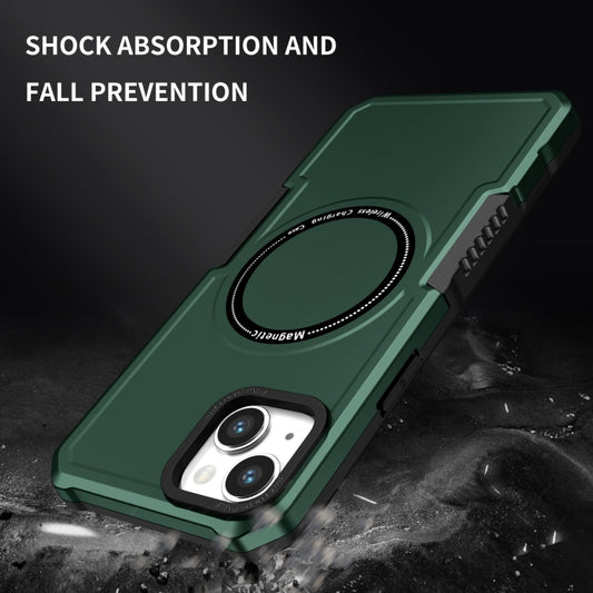 For iPhone 15 Shockproof Armor MagSafe Phone Case(Dark Green) by buy2fix