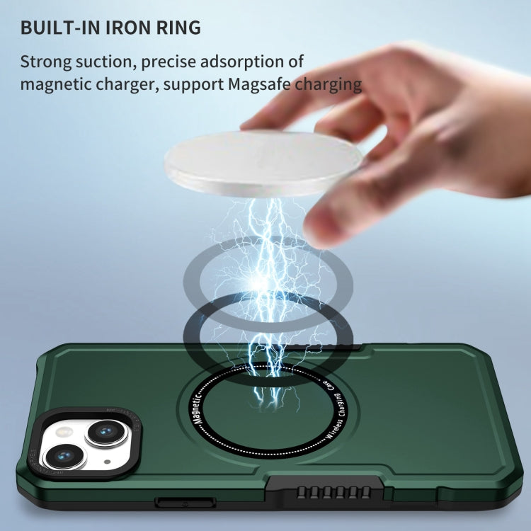 For iPhone 15 Shockproof Armor MagSafe Phone Case(Dark Green) by buy2fix